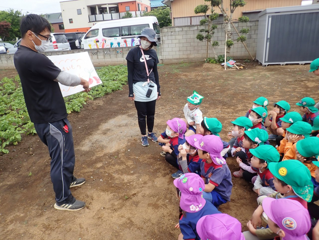 健伸幼稚園の先生に植え方を教えてもらいました